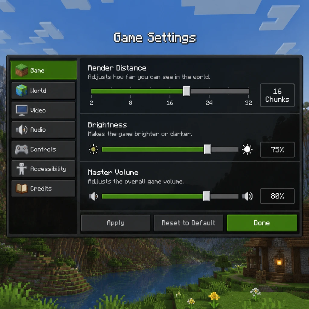 Minecraft Game Settings guide screenshot